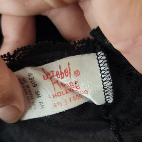 Jezebel Renee Vintage Teddy Lingerie ~ Sz S ~ Black ~ Sleeveless ~ Lace Trim - Picture 4 of 4